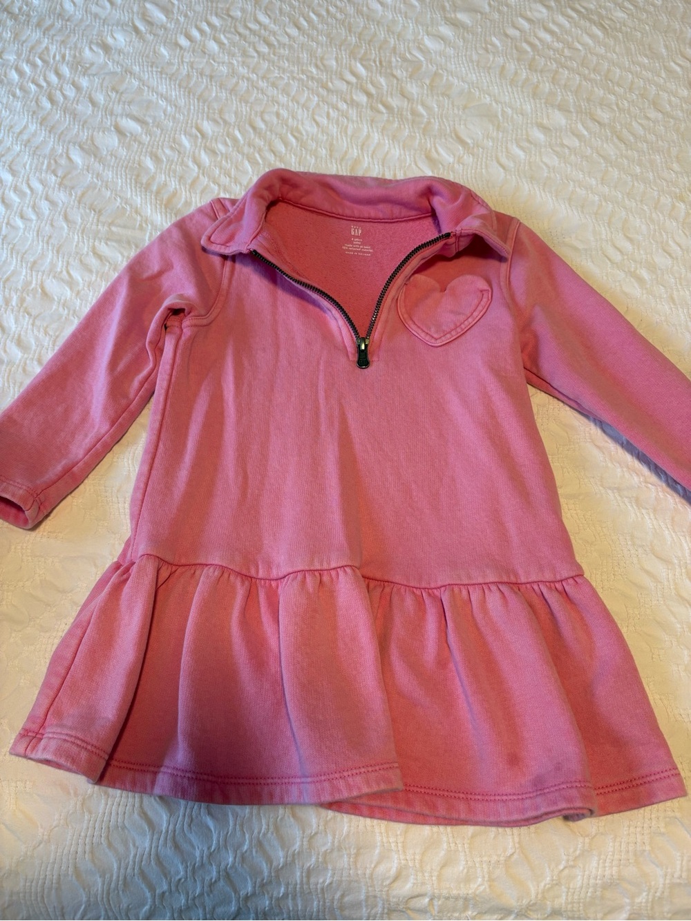 GAP Pink Heart Zip-Front Peplum Dress